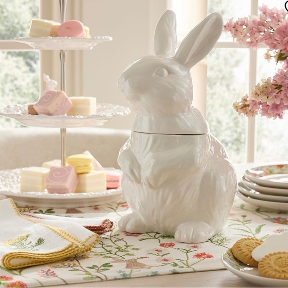 Pottery Barn Other - Pottery Barn Figural Bunny Cookie Jar 12.5" Stoneware Easter Rabbit Holiday